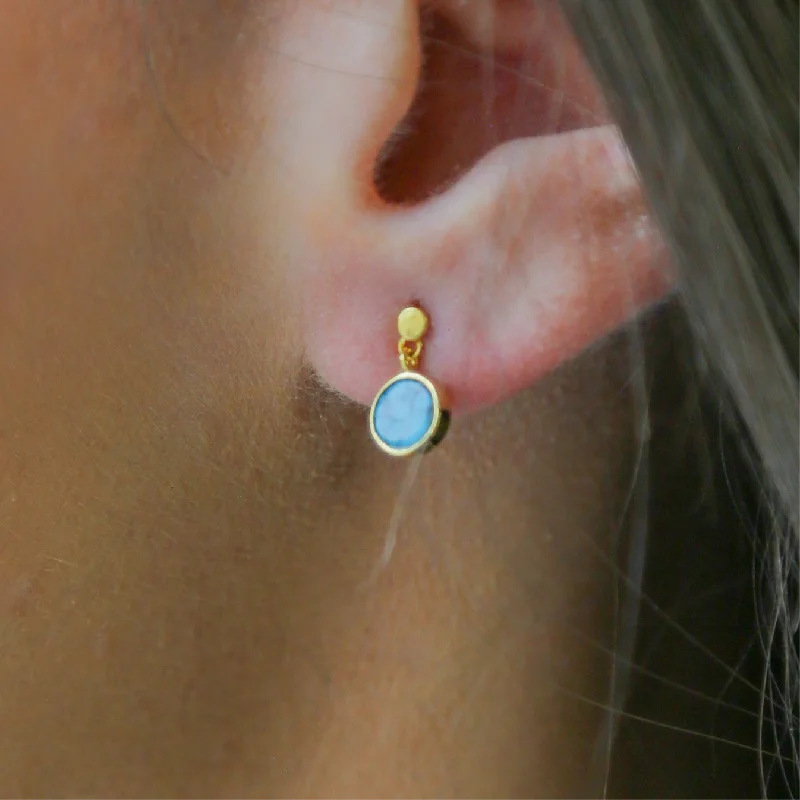 Ladies gold hoop earrings-EMERY - Turquoise & 18K Gold Earrings