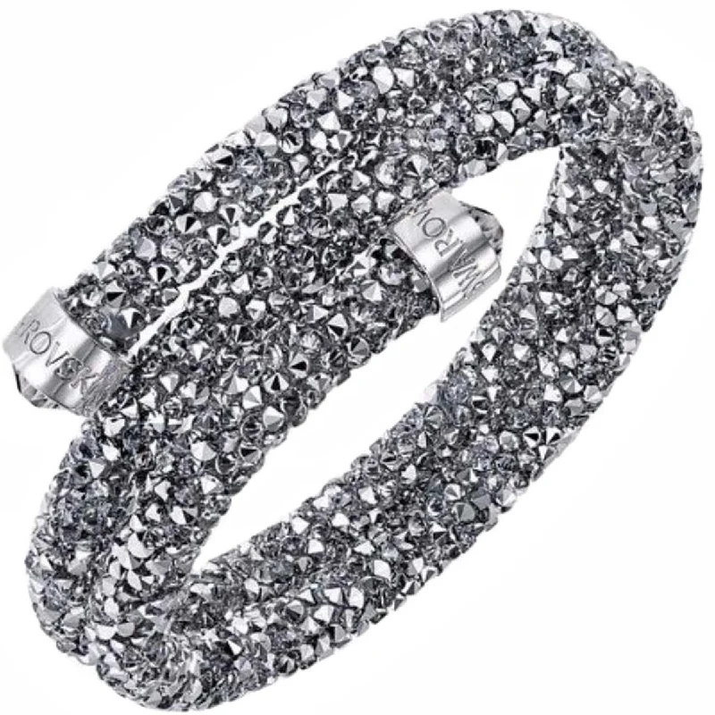 Ladies open cuff bracelets-Swarovski Women's Bangle - Crystaldust Blue and Grey Crystal | 5283623