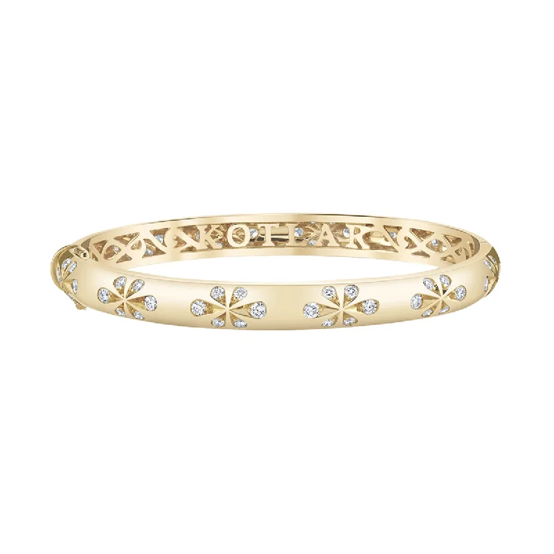 Ladies dainty bracelets-Artisan Pave Diamond Floral Bangle