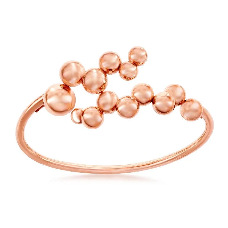 Ladies elastic bracelets-Sterling Silver Rose Gold Plated Multi Bead Bangle