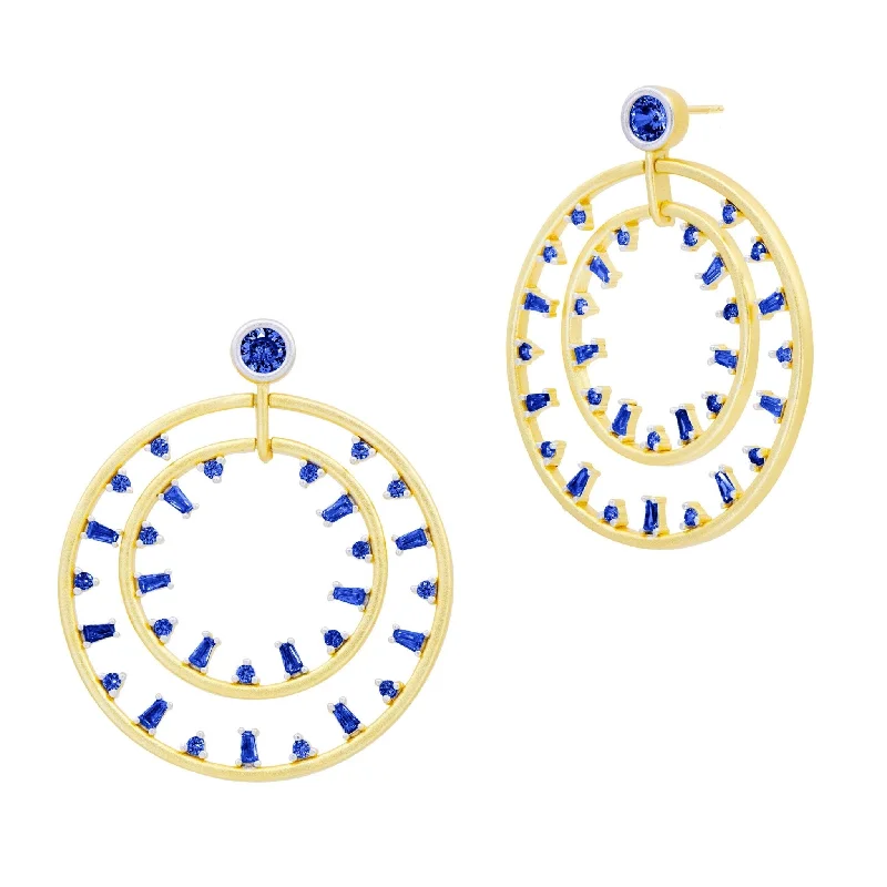 Ladies hoop diamond earrings-Midnight Mosaic Double Open Hoop Earrings