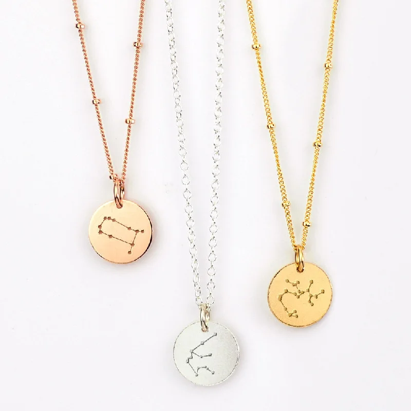 Ladies infinity charm necklaces-Zodiac Constellation Necklace • Silver, Gold or Rose Gold