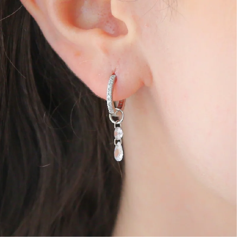 Ladies double hoop earrings-ARTESIA- Elegant Sterling Silver Earrings