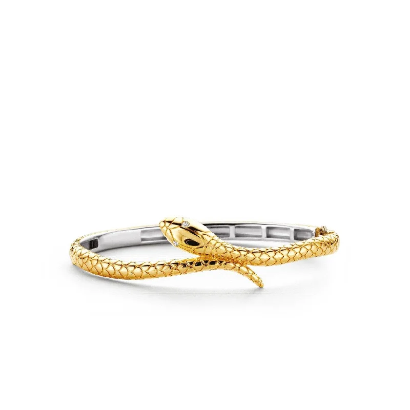 Ladies gold bracelets-Ti Sento 18ct Gold Vermeil Snake Bangle