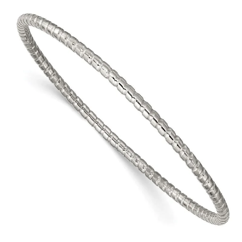 Ladies braided bracelets-Stainless Steel Textured Bangle