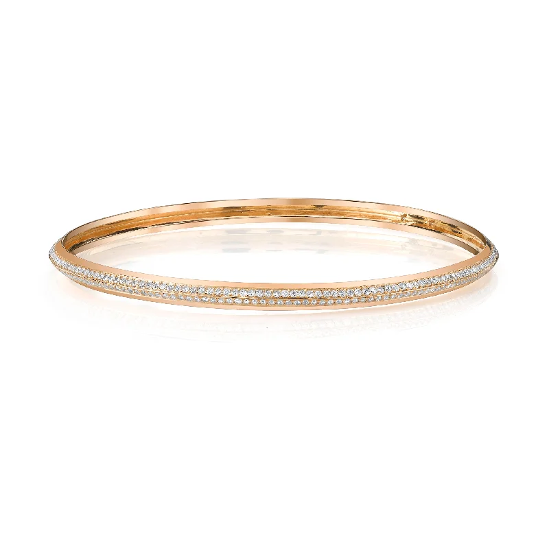 Ladies magnetic bracelets-Diamond Double Line Bangle