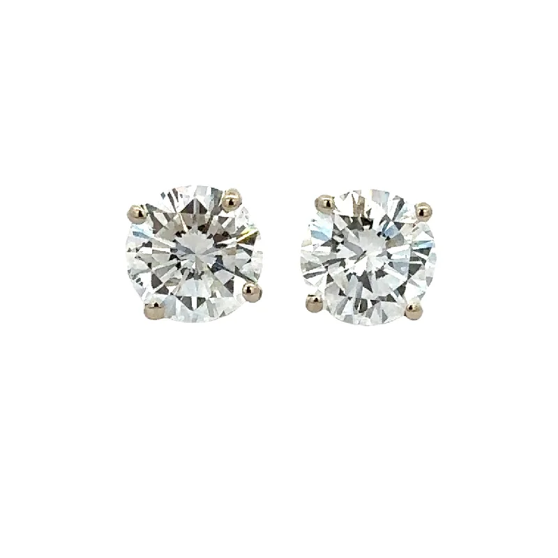 Ladies precious stone earrings-3.0 CTW Diamond Stud Earrings in White Gold