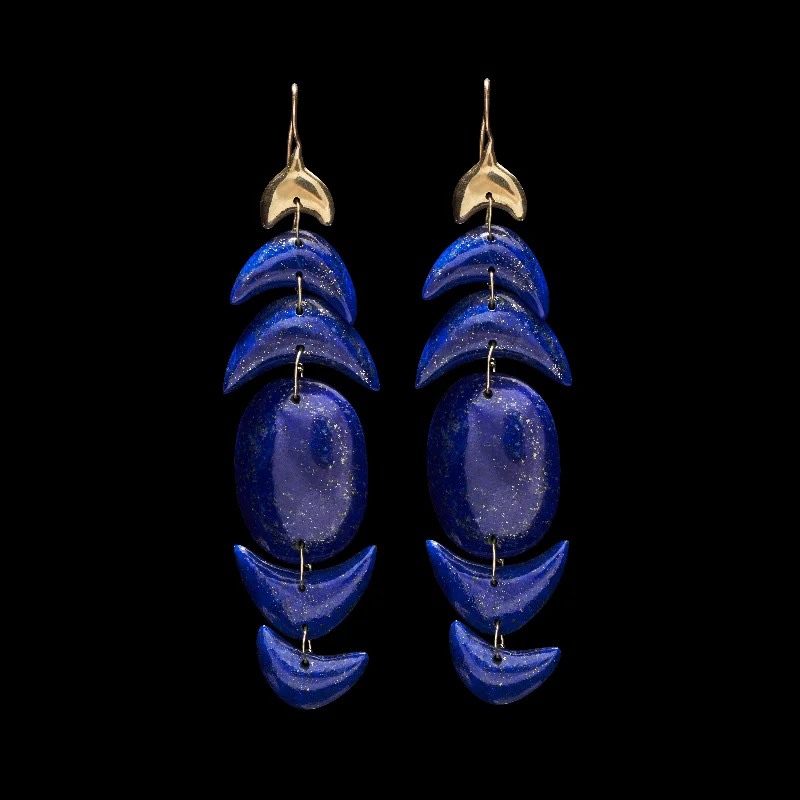 Ladies drop gold earrings-Double Peacock Earring