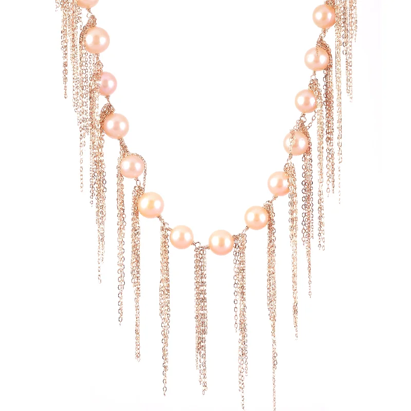 Ladies custom pendant necklaces-Pink Fringe 31" Necklace