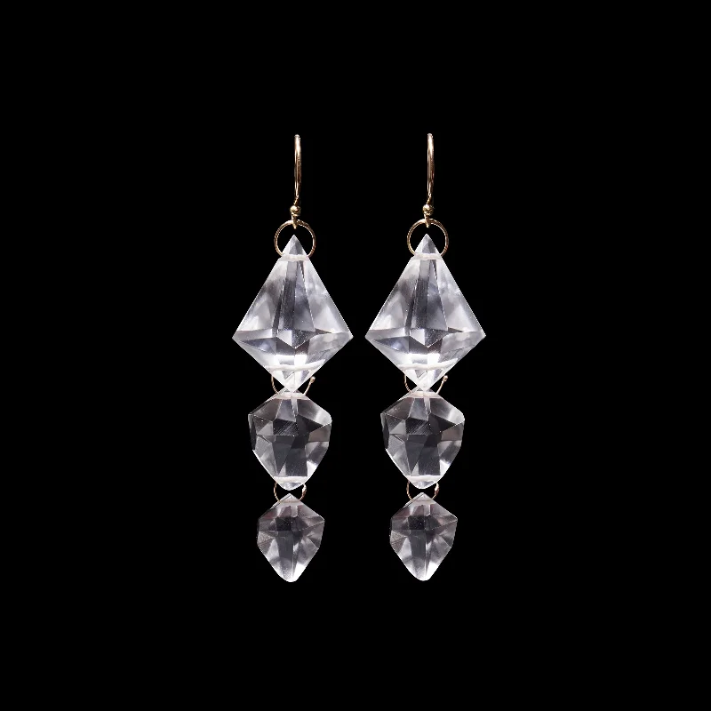 Ladies teardrop earrings-Triple Faceted Drop Earring