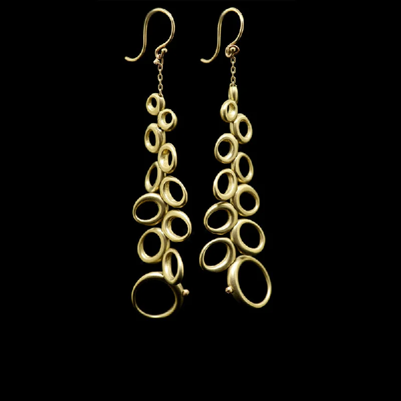 Ladies dazzling earrings-Long Dancing Ovals Earrings