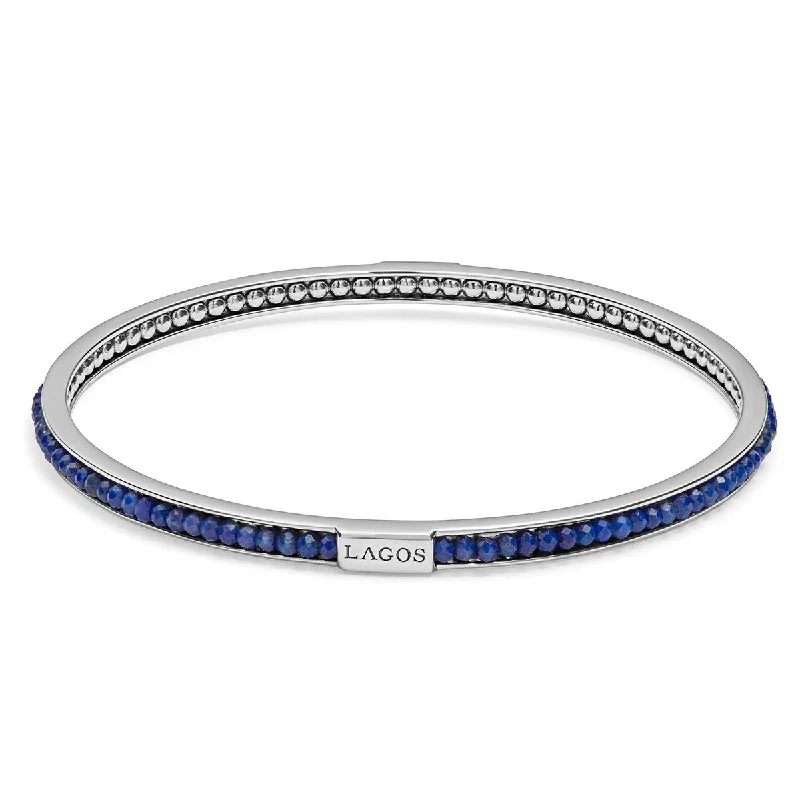 Ladies magnetic bracelets-Caviar Icon Lapis Lazuli Beaded Bangle