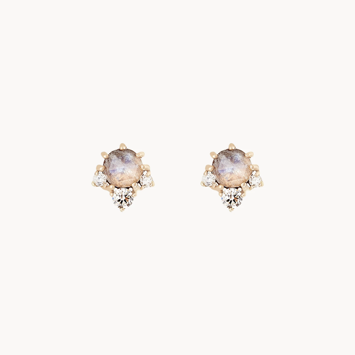 Ladies luxury earrings-Full moon glow diamond moonstone earring