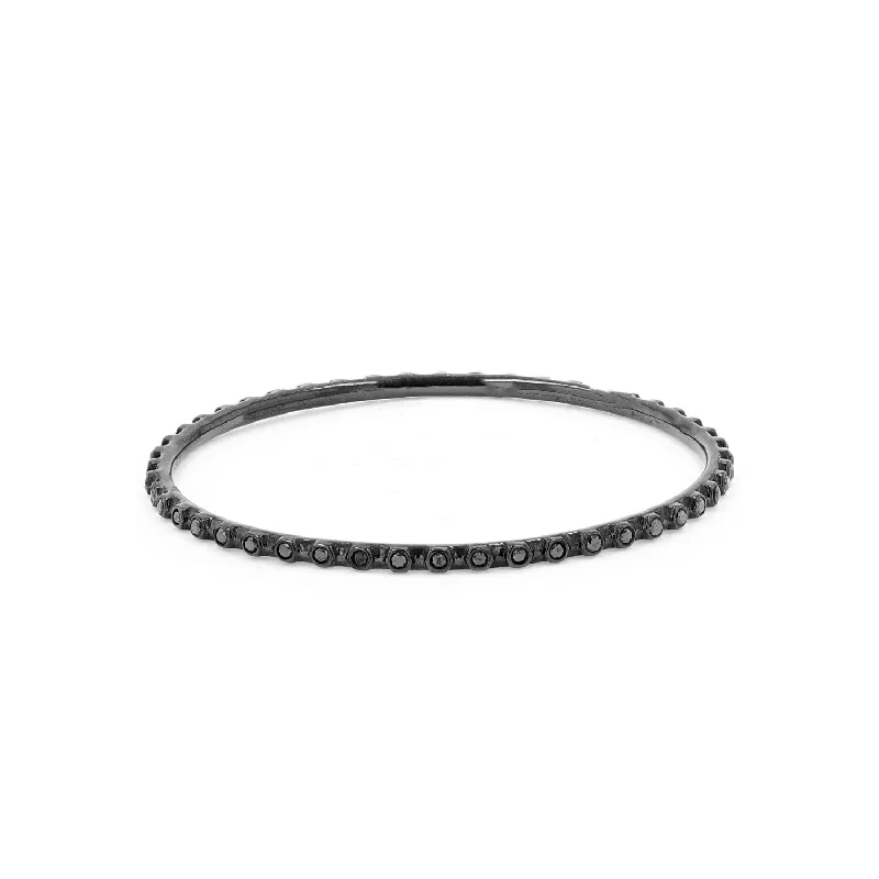 Ladies elegant cuff bracelets-Black Diamond Gear Bezel Bangle  B0000348