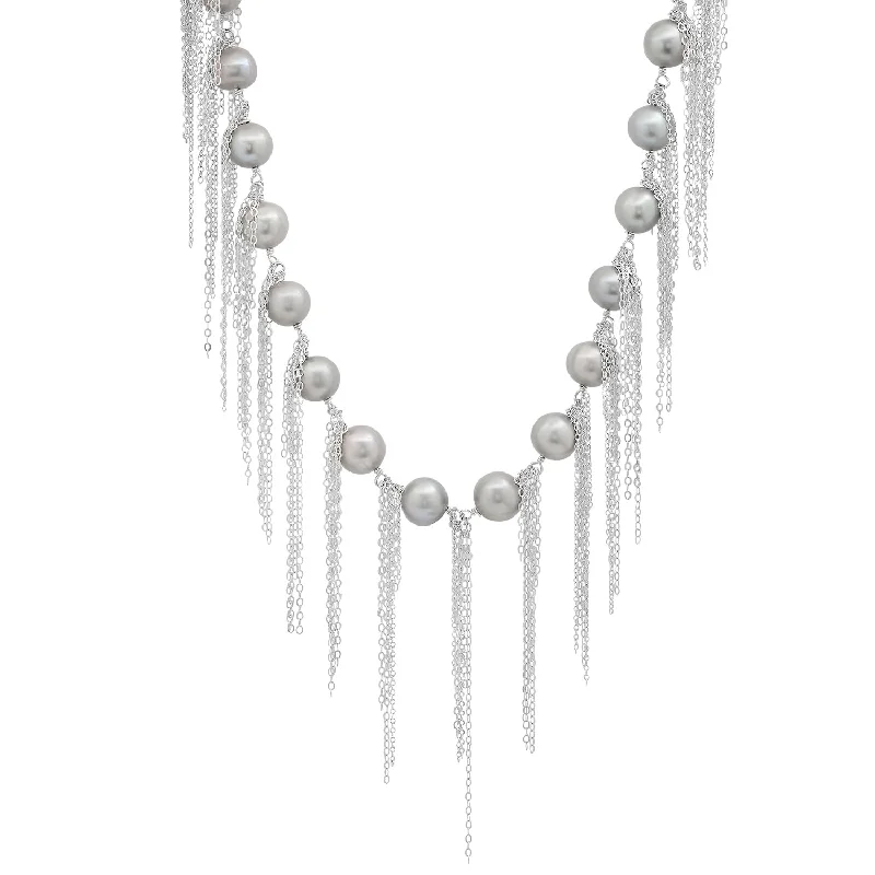 Ladies modern necklaces-Silver Fringe 31" Necklace