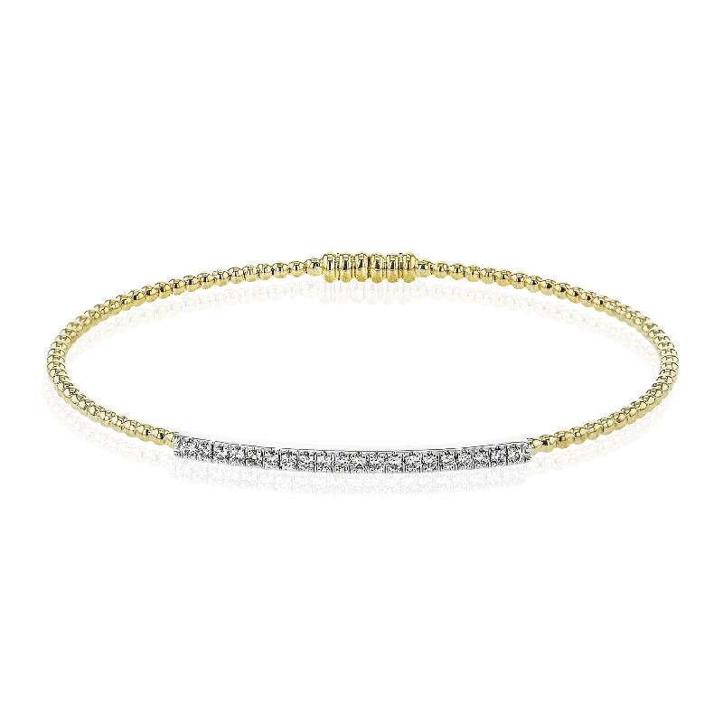 Ladies rose gold bangles-Beaded Bangle in 18k Gold with Diamonds LB2343