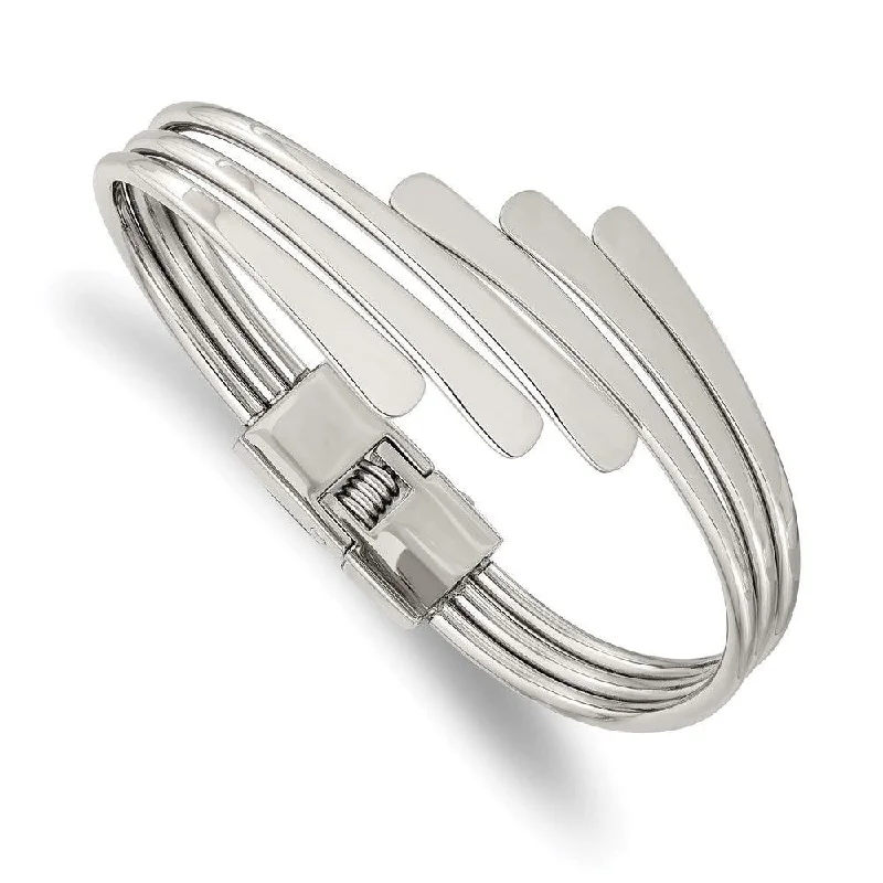 Ladies leather bracelets-Stainless Steel Polished Hinged Bangle