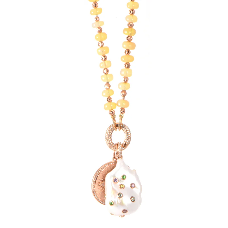 Ladies friendship necklaces-Opal Charm Necklace