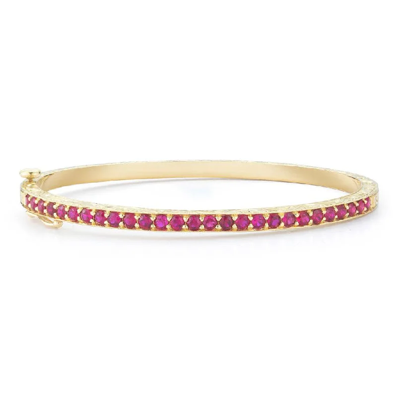 Ladies stackable bracelets-Thin Ruby Bangle