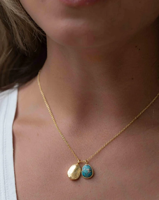 Ladies chain link necklaces-Copper Turquoise, Labradorite or Moonstone ~ Necklace ~ Gold plated 18k ~ MN112