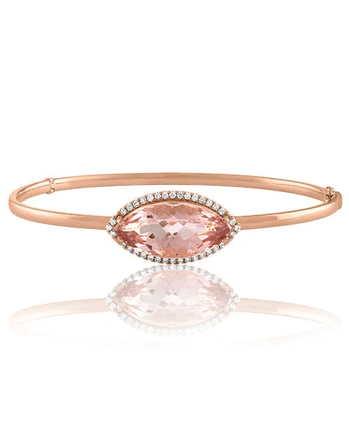 Ladies crystal bracelets-Morganite Marquise Shaped Bangle 96-JSA