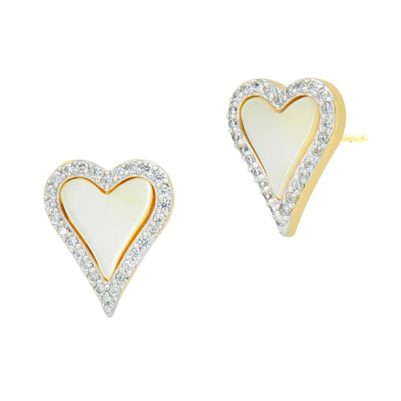 Ladies statement gemstone earrings-From the Heart Stud