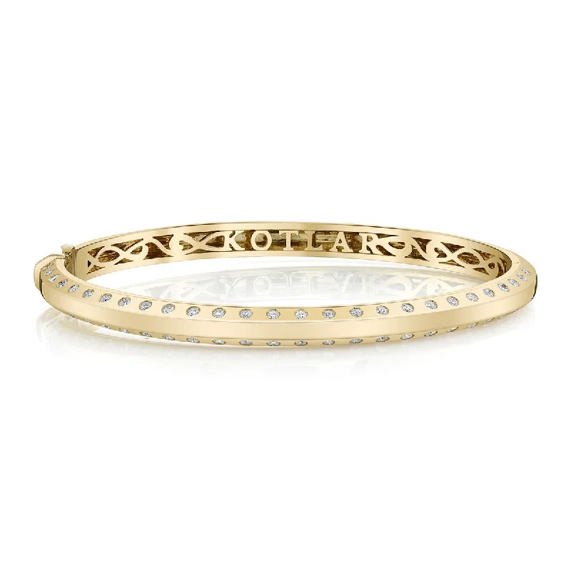 Ladies sleek bracelets-Kotlar Signature Burnished Diamond Bangle