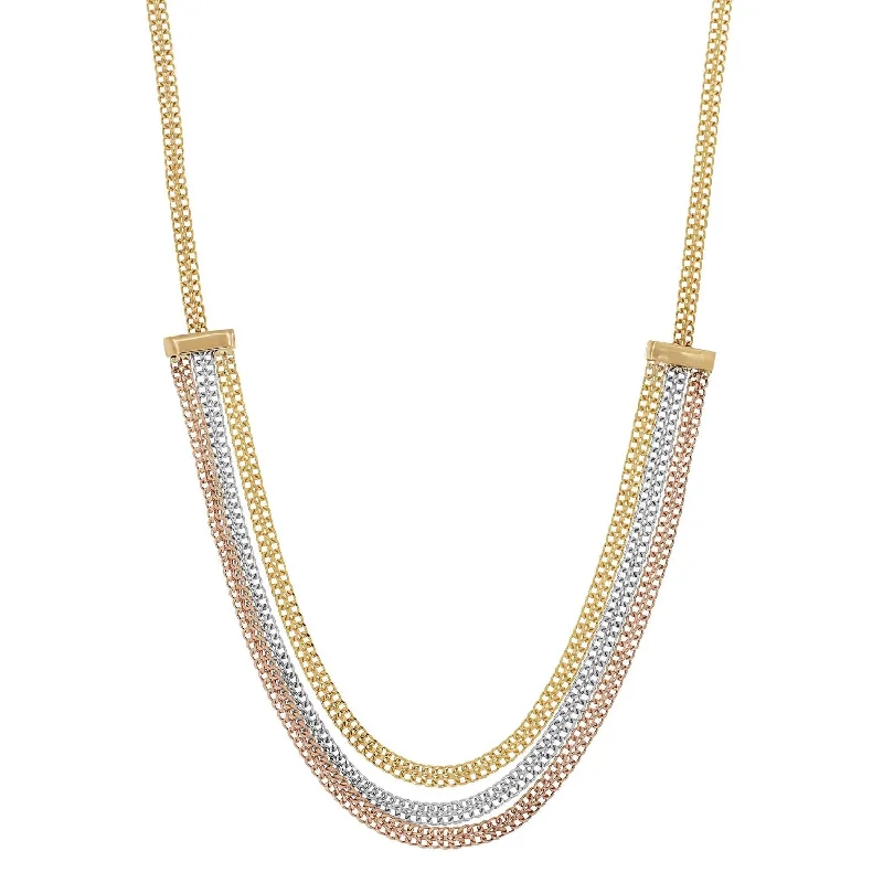 Ladies vintage necklaces-14KT Gold Tri-Color 17-inch Necklace