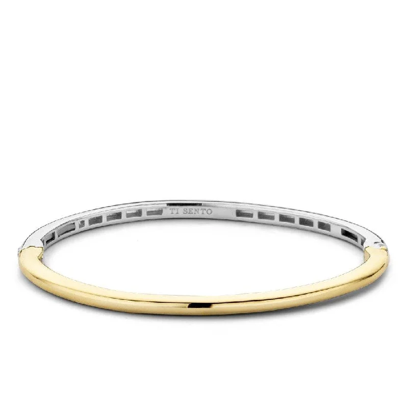 Ladies silver bracelets-Ti Sento Gold Vermeil Plain Bangle