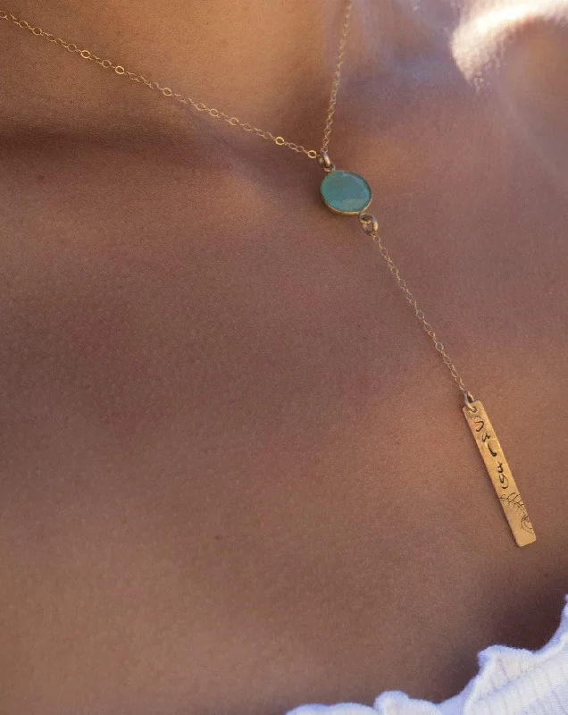 Ladies gold necklaces-Lariat Hand Stamped Necklace ~ Sterling Silver 925 & Gold Filled~MN054