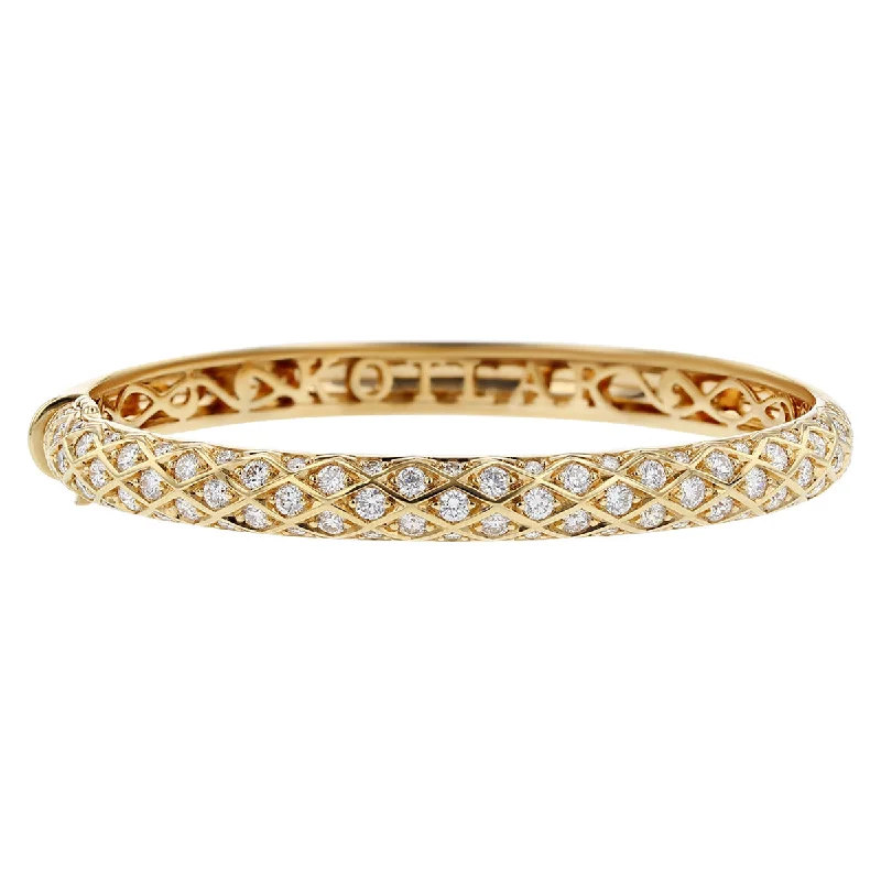 Ladies engraved bangles with name-Criss Cross Artisan Pave Half Way Bangle