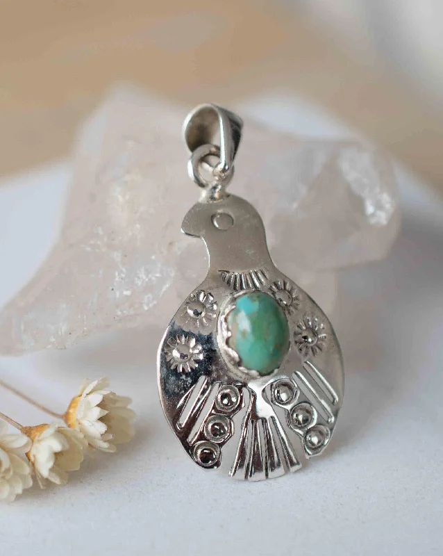 Ladies dainty necklaces-Bird Pendant ~ Turquoise ~ Sterling Silver 925 ~MP005