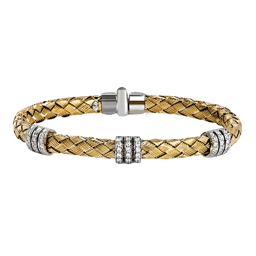 Ladies chic bangles-Woven Bangle in 18k Gold with Diamonds LB2090