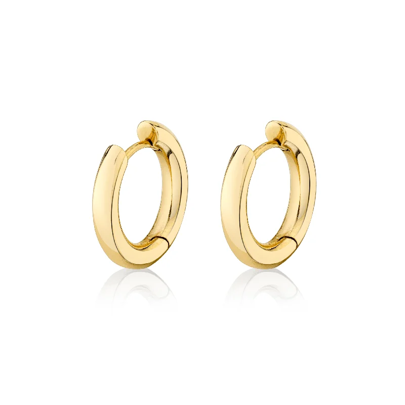 Ladies fine gold earrings-Solid Medium Goddess Hoops