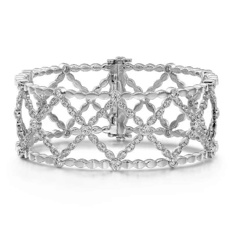 Ladies braided bracelets-Lorelei Lattice Diamond Bangle