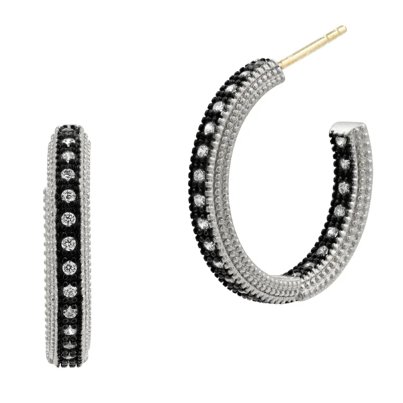 Ladies luxury pearl earrings-Classic Pavé Hoop Earrings