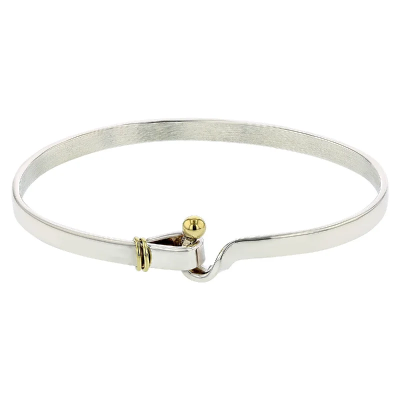 Ladies charm bracelets-Tiffany & Co. Silver Bangle with Hook Clasp