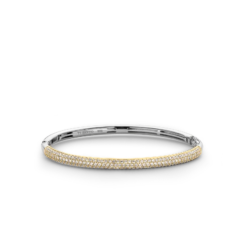 Ladies bohemian bangles-Ti Sento 18ct Gold Vermeil Cubic Zirconia Bangle