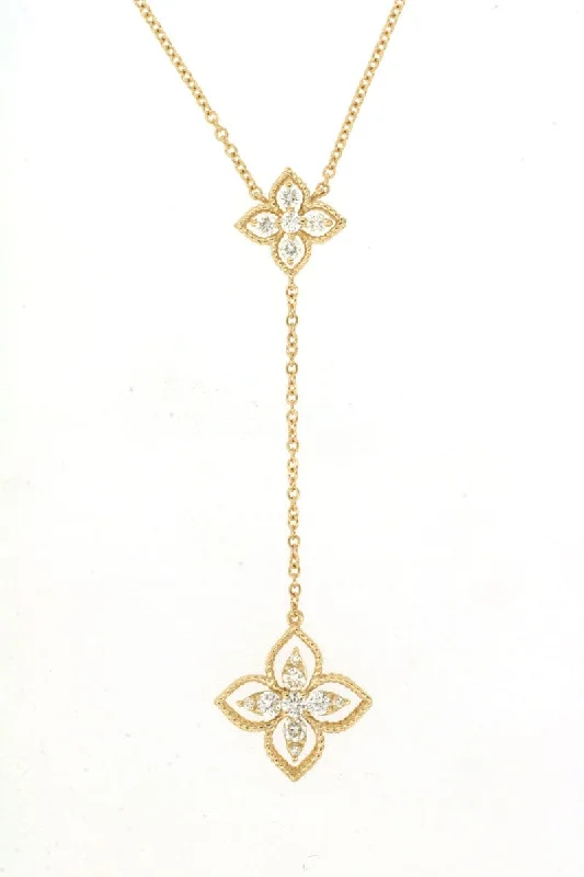 Ladies layered necklaces-14K Yellow Gold Diamond Necklace