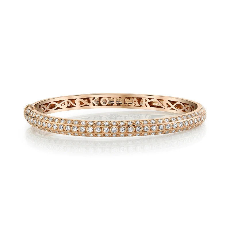 Ladies bohemian bangles-Halfway Artisan Pave Diamond Bangle