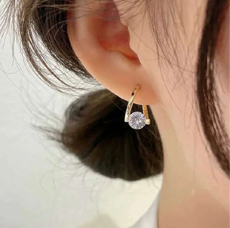 Ladies gold teardrop earrings-REINA - Gold OR Silver Zircon Earrings