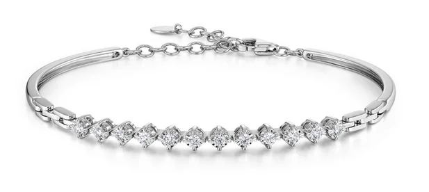 Ladies silver cuff bracelets-Essentials 0.28-0.33Ct Diamond Bangle in 18k White Gold