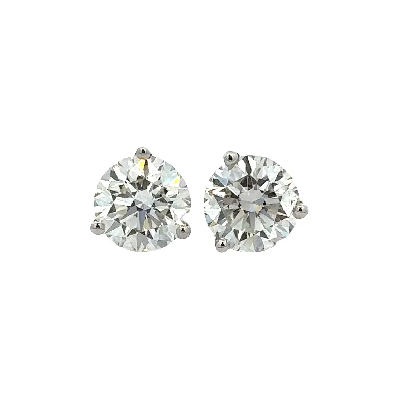 Ladies custom designed earrings-3.0 CTW Diamond Stud Earrings in White Gold