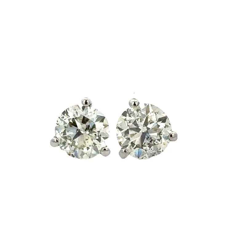 Ladies birthstone stud earrings-2.0 CTW Old European Cut Diamond Stud Earrings in White Gold