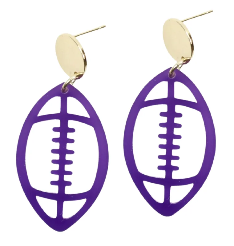 Ladies teardrop earrings-Acrylic Football Earring - Purple