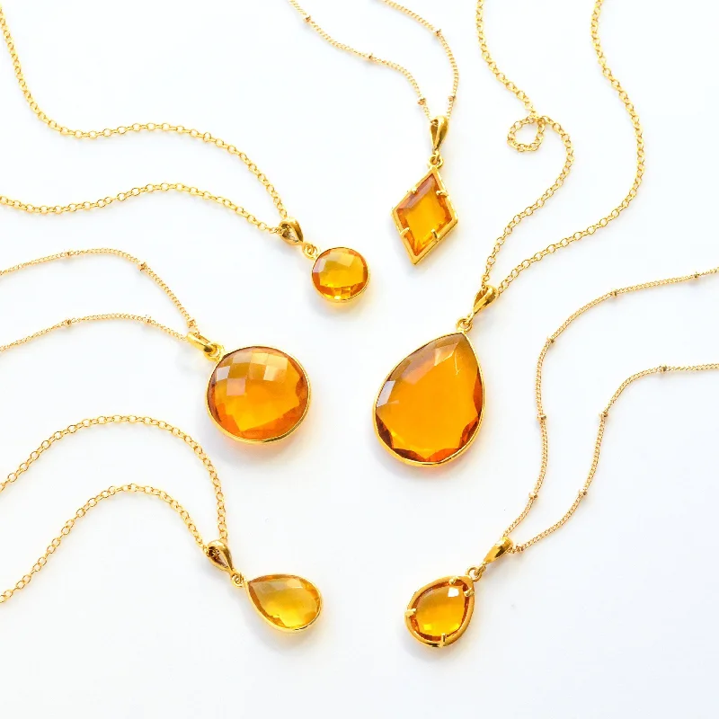 Ladies layered charm necklaces-Citrine Necklace : November Birthstone