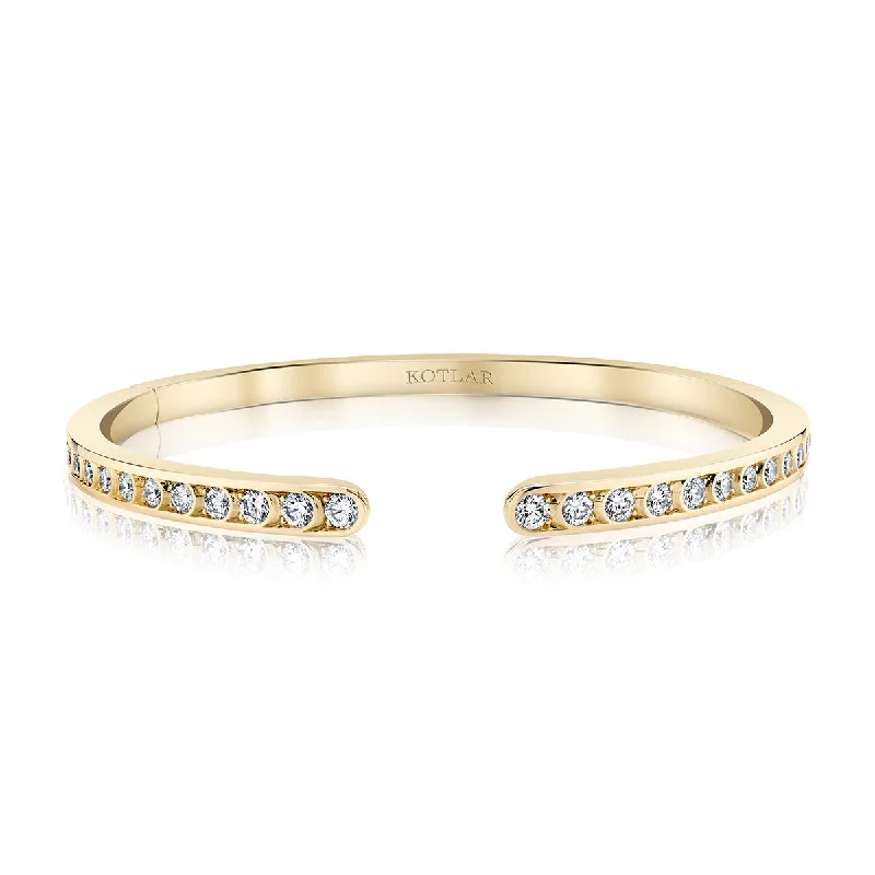 Ladies bold bangles-Scallop Artisan Diamond Pave Bangle