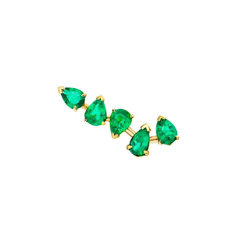 Ladies opal earrings-18k Reverse Water Drop 5 Emerald Earrings | Ready to Ship