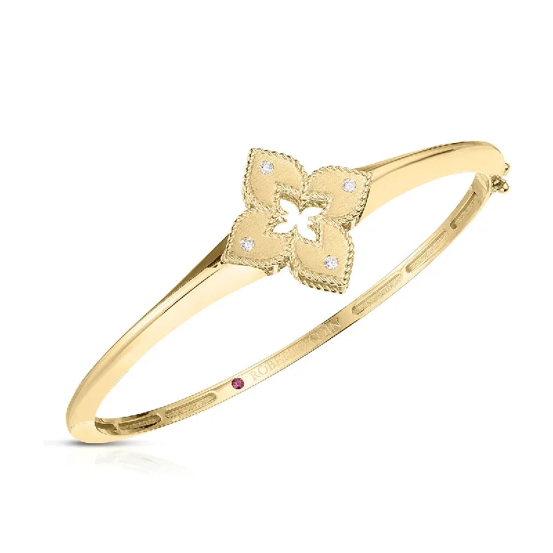 Ladies casual bracelets-18K Yellow Gold Diamond Venetian Princess Bangle