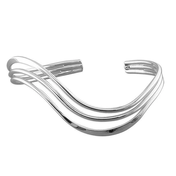 Ladies twisted bangles-Sterling Silver Strands Cuff Bangle